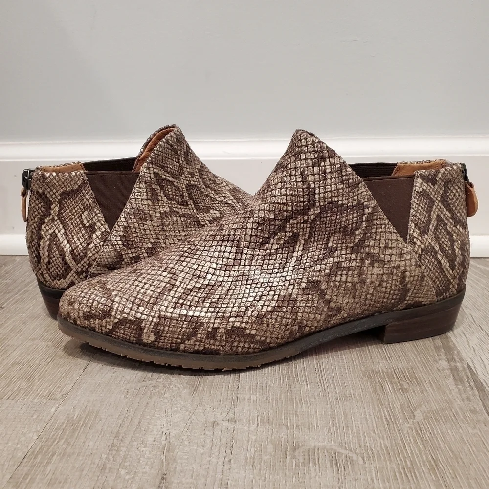 NEW Gentle Souls Snake Skin Ankle Boot Brown